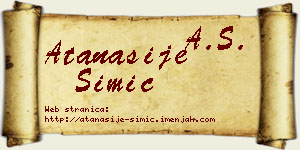 Atanasije Simić vizit kartica